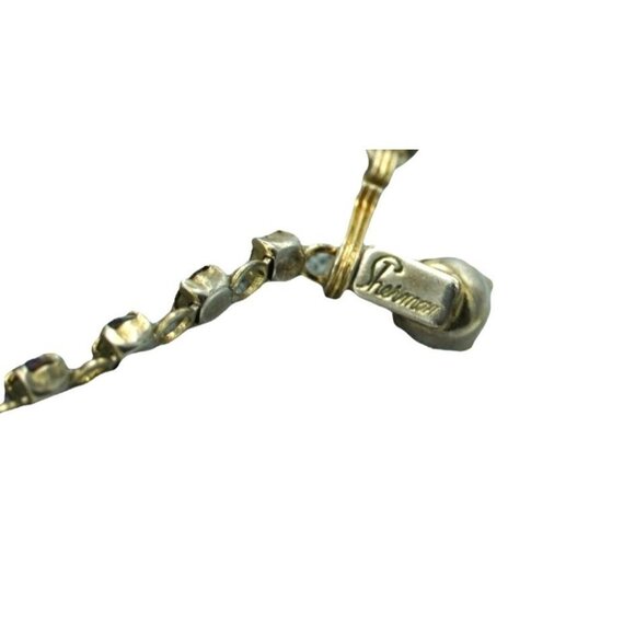 Vintage Sherman Rhinestone Necklace Aurora Borealis and Clear Signed Jewelry - Picture 4 of 10